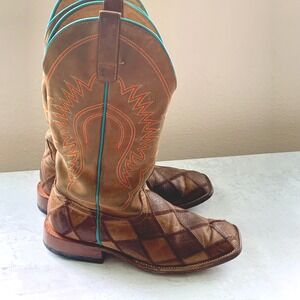 Horse Power HP1053 Anderson Bean Western Boots Men's 9.5 EE Patchwork Square Toe
